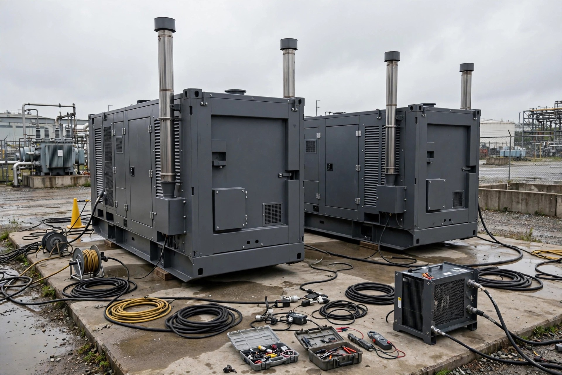 Two diesel generator sets side by side during a witnessed commissioning test