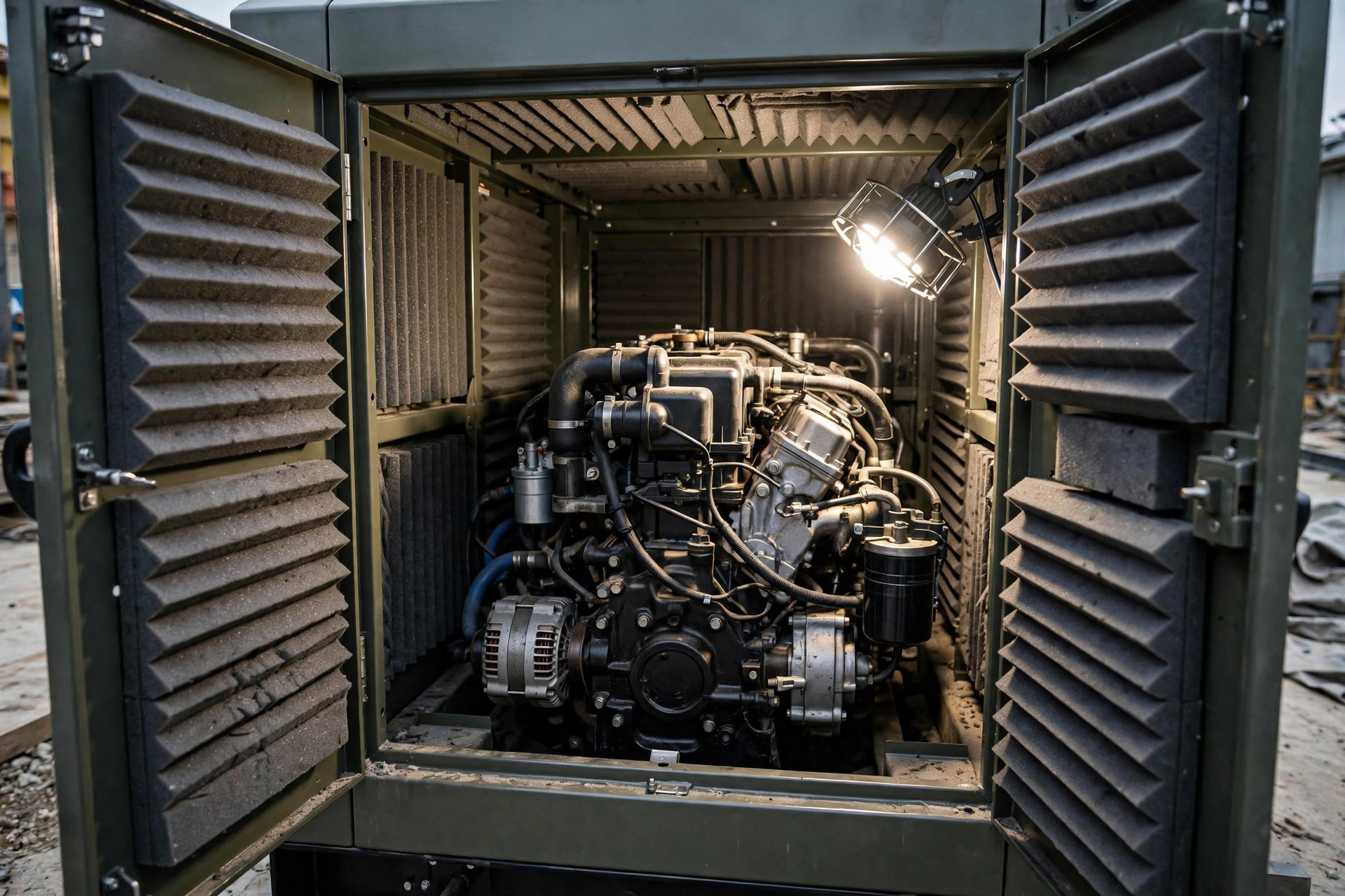 Open the canopy and you see where the quiet comes from — thick insulation, sealed doors, and airflow routed through silencers.