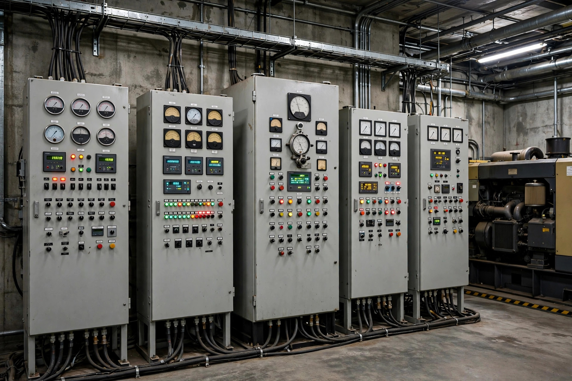 Diesel generator paralleling switchgear and control panel with metering — grid-parallel operation needs protection the utility signs off on